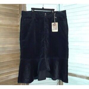 Lee Riders Copper Skirt Size 15M Black Stretch Corduroy Hi-Lo Flounce